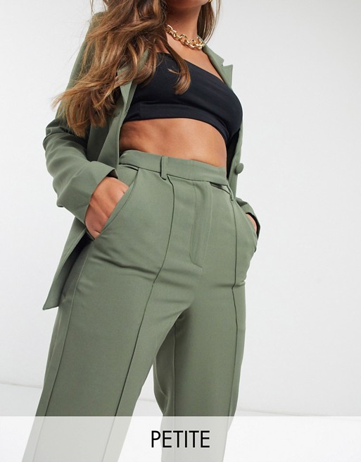 4th & Reckless Petite tailored suit trouser in khaki