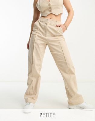 4th & Reckless Petite exclusive tailored trouser co-ord in stone