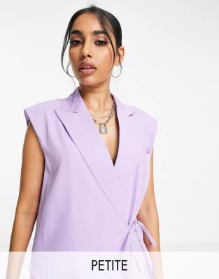 purple sleeveless blazer