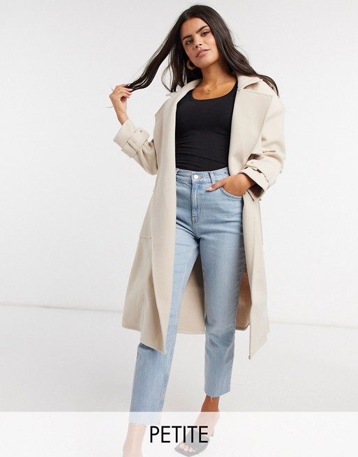4th & Reckless Petite trench coat in stone