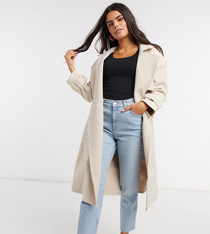 4th & Reckless Petite Trench Coat In Stone-cream