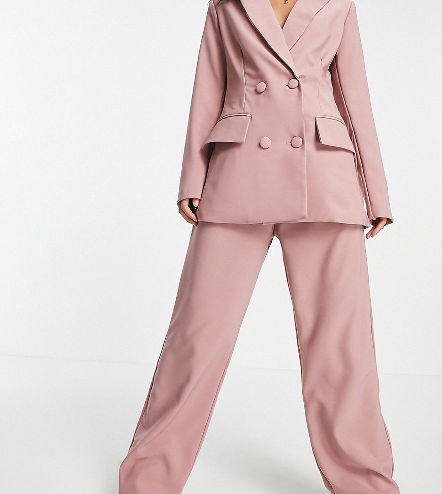 4th + Reckless Petite wide leg suit pants in mink-Pink