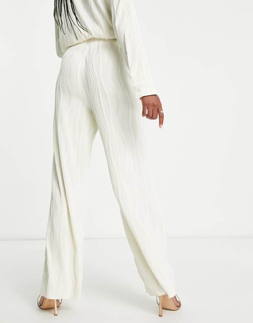 4th & Reckless plisse wide leg pants in white - part of a set