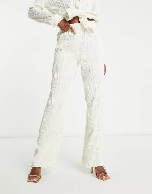 4th & Reckless plisse wide leg pants in white - part of a set