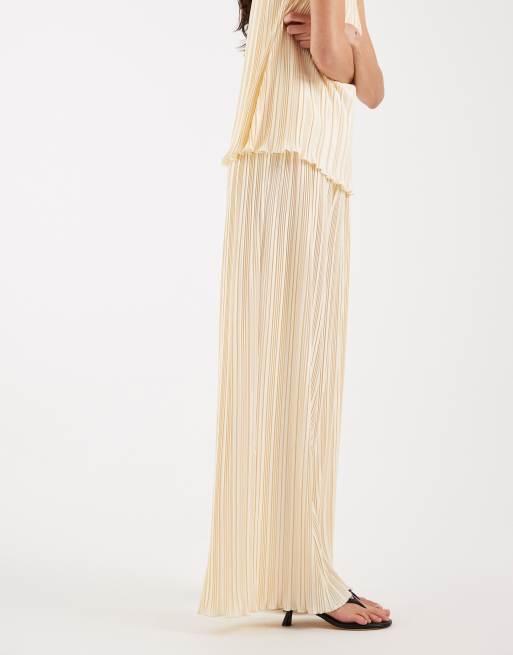 4th & Reckless plisse wide leg trouser co-ord in lemon, 4 of 5