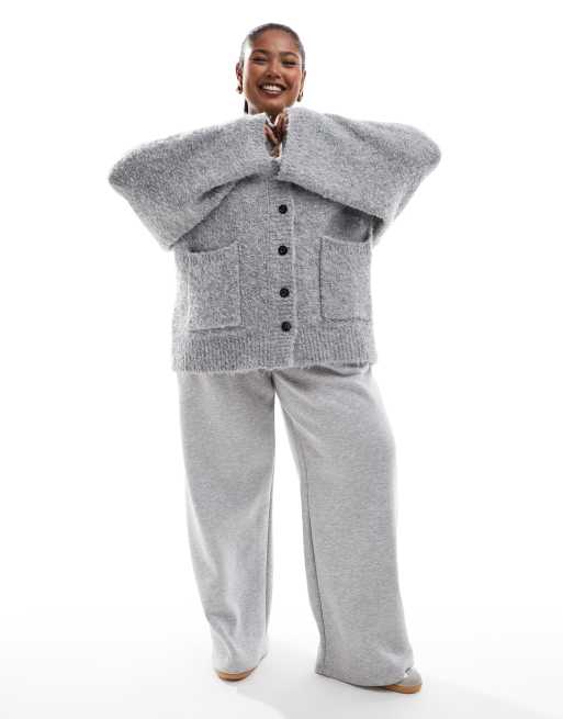 4th & Reckless Plus - Cardigan grigio taglio lungo in misto lana con bottoni