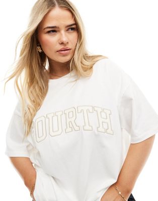 crochet logo oversized T-shirt in white
