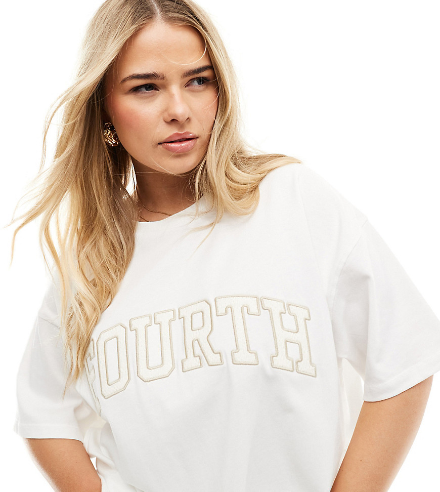 4th & Reckless Plus Crochet Logo Oversized T-shirt In White