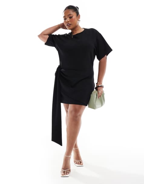 4th & Reckless Plus drape detail mini dress in black - view 1