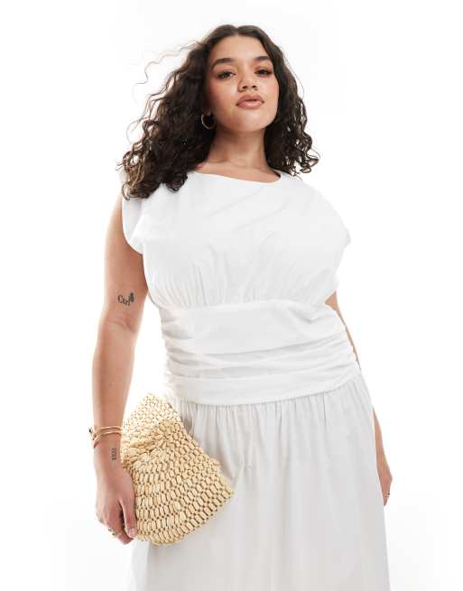 4th & Reckless Plus dropped waist drape detail maxi dress in