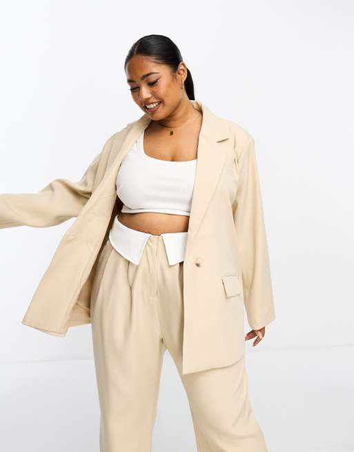 Plus size shop cream pantsuit