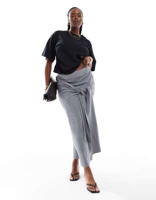 4th & Reckless Plus Exclusive Knit Drape Tie Waist Maxi Skirt