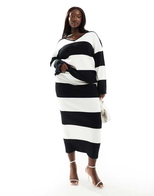 black and white striped maxi dress plus size Signature double-faced scarf coat with belt