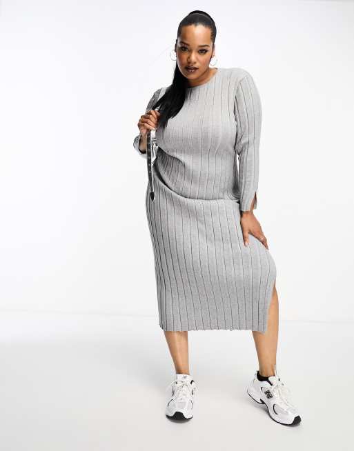 Plus size gray sales sweater dress