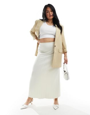 4th & Reckless Plus exclusive knitted rib maxi skirt in cream