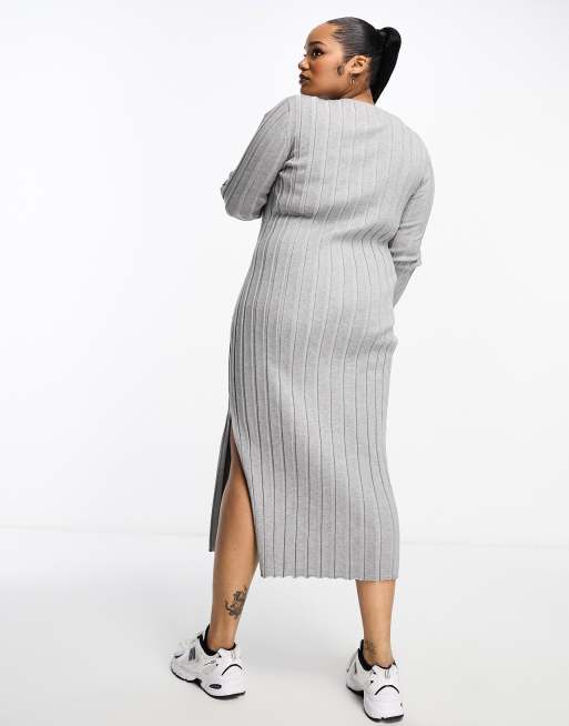 Knitted side split dress best sale