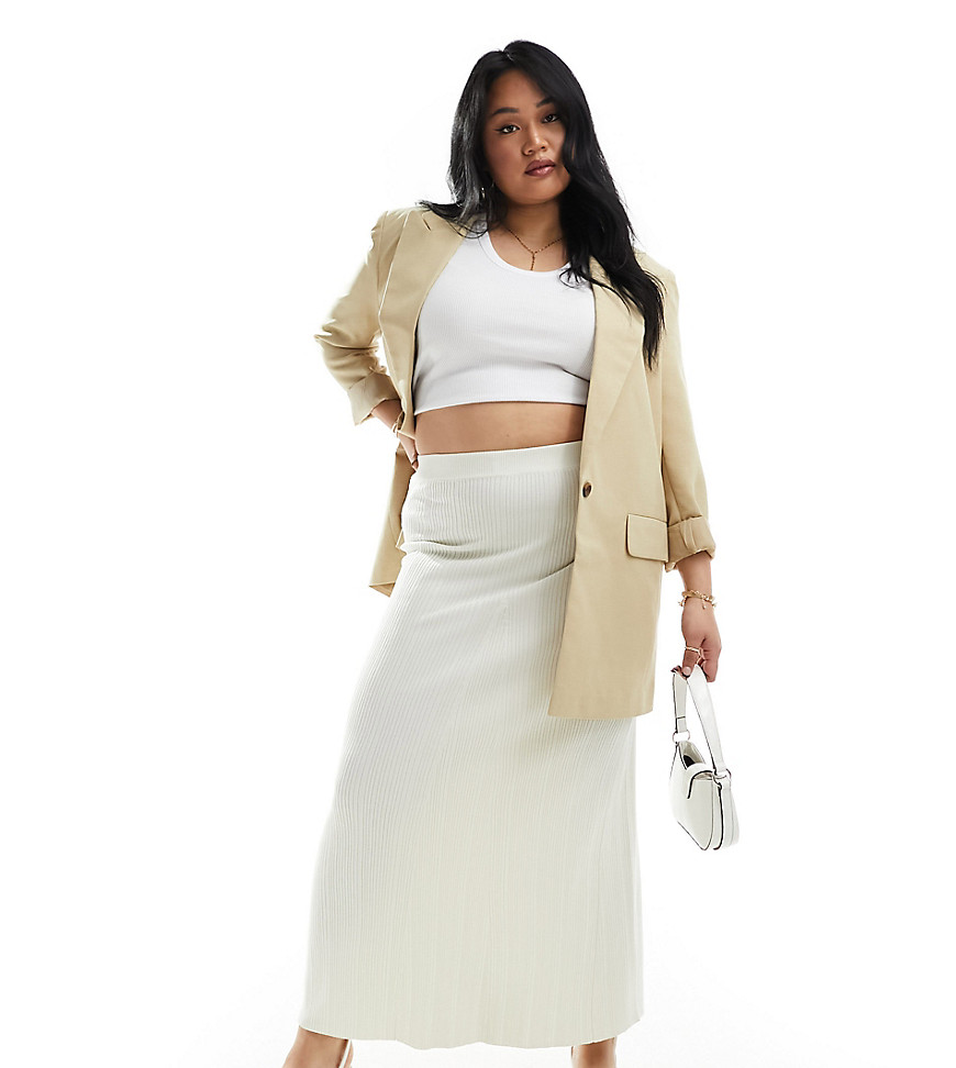 4th & Reckless Plus Exclusive Rib Knit Maxi Skirt In Cream-white