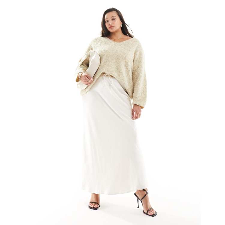 4th & Reckless Plus exclusive satin drawstring waist maxi