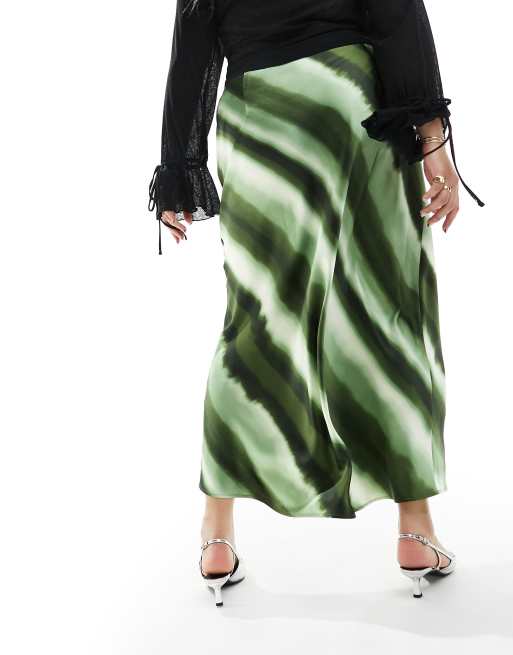 4th & Reckless Plus exclusive satin ombre stripe maxi skirt