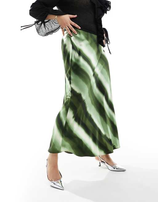 4th & Reckless Plus exclusive satin ombre stripe maxi skirt