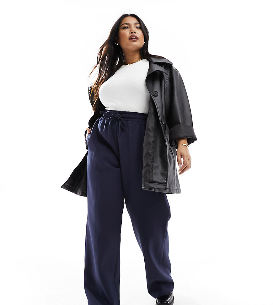 4th & Reckless Plus exclusive tailored drawstring straight leg trousers co-ord in navy
