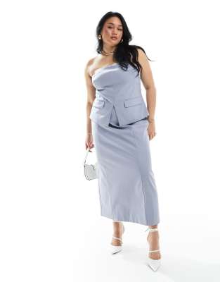 Shop 4th & Reckless Plus Exclusive Tailored Maxi Skirt In Blue - Part Of A Set