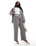 [4th & Reckless Plus] 4th & Reckless Plus exclusive tailored straight leg drawstring contrast waistband pants in charcoal (part of a set)-Grey 24 GREY