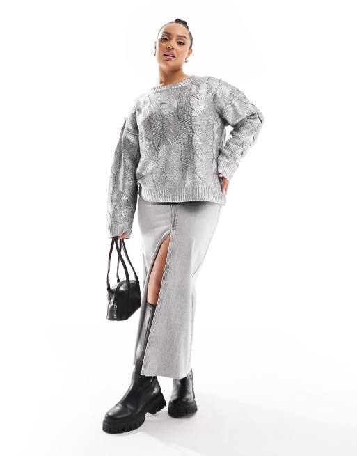4th & Reckless Plus - Exclusives - Kabeltrui in metallic zilver, 3 van 4