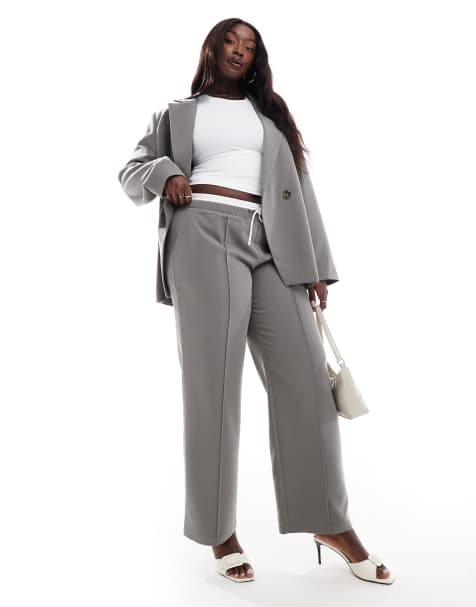 4th & Reckless Plus - Exclusivité - Pantalon droit ajusté d'ensemble à cordon de serrage et taille contrastante - Anthracite - view 1