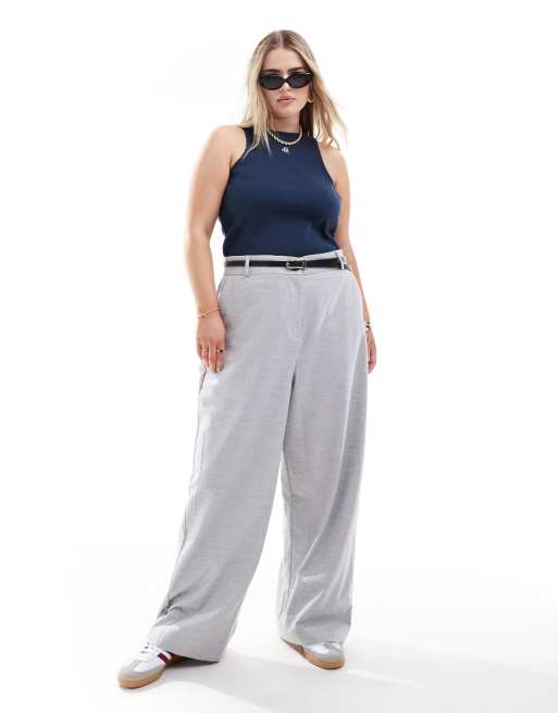 4th & Reckless Plus - Geribbelde top met geborduurd logo en racerhals in marineblauw, 3 van 4