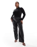 [4th & Reckless Plus] 4th & Reckless Plus leather look straight leg pull on pants in black 24 BLACK