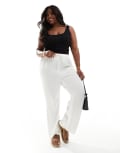 [4th & Reckless Plus] 4th & Reckless Plus linen mix tie waist wide leg pants in white 18 WHITE