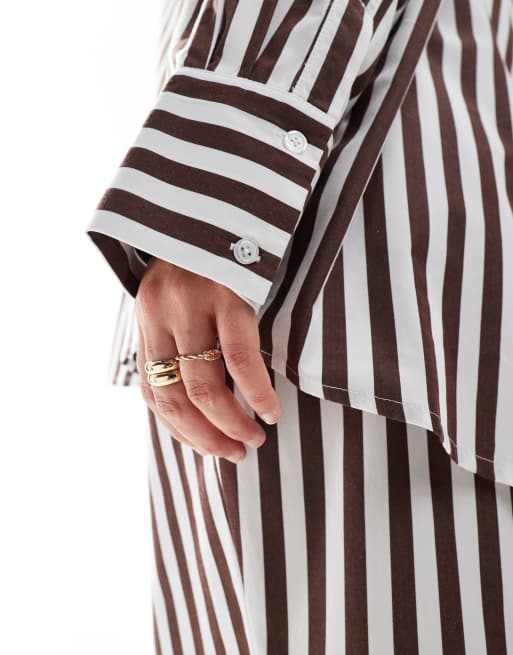 4th & Reckless Plus – Oversize-Hemd aus Baumwolle mit braunen Streifen und Taschen-Detail, Kombiteil, 2 von 4