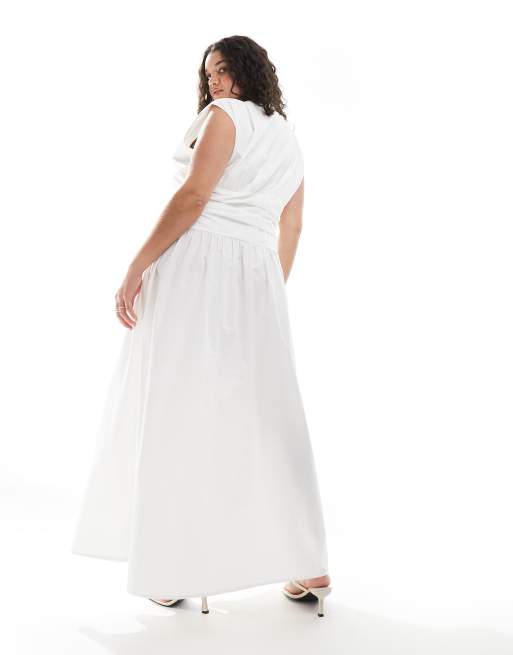 4th Reckless Plus Robe longue drapée à taille basse Blanc ASOS
