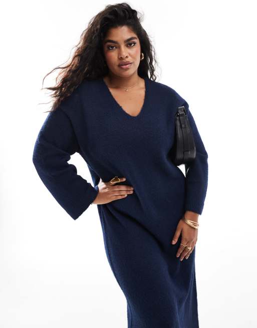 Robe en laine bleu marine sale