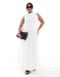 [4th & Reckless Plus] 4th & Reckless Plus ruched poplin sleeveless drop waist maxi dress in white 20 WHITE