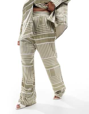 4th & Reckless Plus Satin Wide Leg Pants In Multi