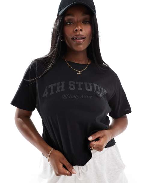 4th & Reckless Plus – Svart t-shirt med logga, exklusivt hos ASOS - view 1