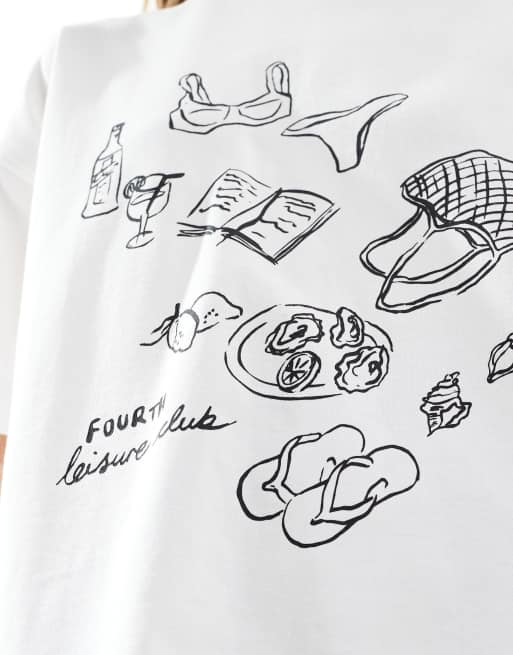 4th & Reckless Plus - T-shirt en coton à imprimé Leisure Club - Blanc, 4 de 4