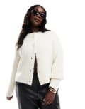 [4th & Reckless Plus] 4th & Reckless Plus wool mix fluffy knit cardigan in cream-White 18 CREAM