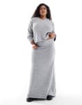 [4th & Reckless Plus] 4th & Reckless Plus wool mix fluffy knit maxi skirt in grey (part of a set) 18 GREY