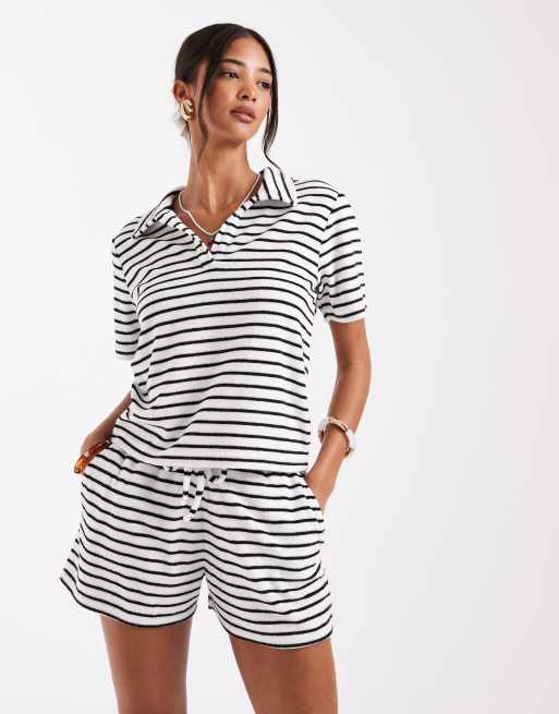 4th & Reckless - Polo in spugna a righe monocromatiche in coordinato, 4 di 4