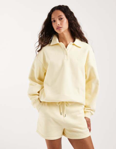 4th & Reckless - Polo sweatshirt met geborduurd logo en kraagje in geel, deel van co-ord set - view 1