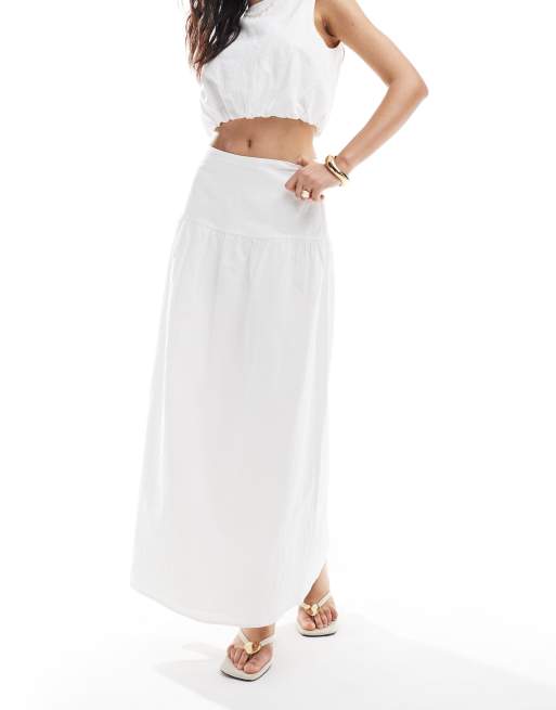 4th & Reckless poplin dropped waist maxi skirt in white