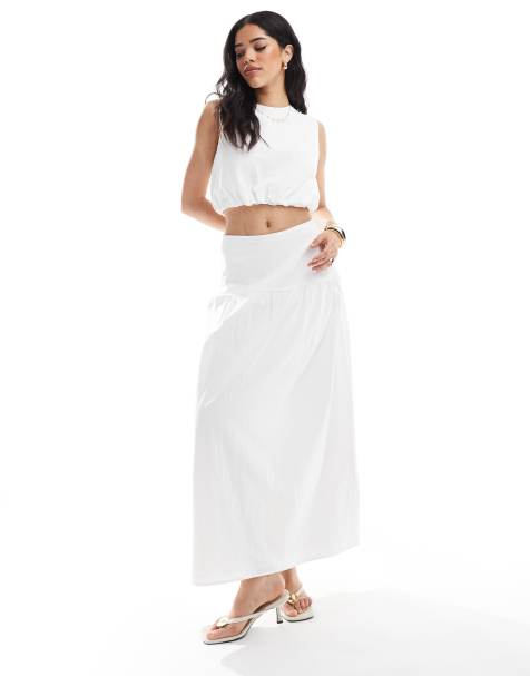 4th & Reckless poplin structured cropped top and maxi skirt co-ord in cream - view 1
