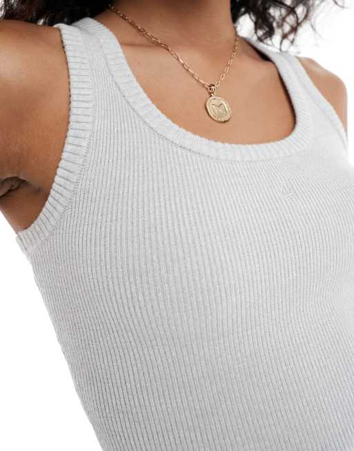4th & Reckless premium knit ribbed embroidered logo tank top