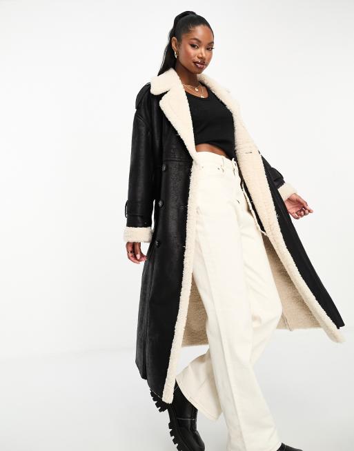 Long faux shearling clearance coat