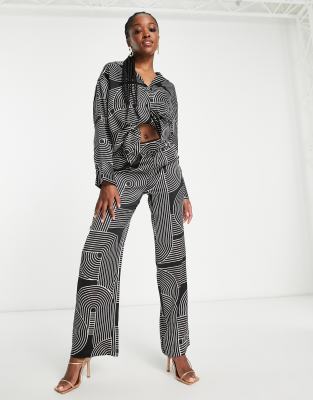 4th & Reckless Printed Satin Pants In Multi - Part Of A Set