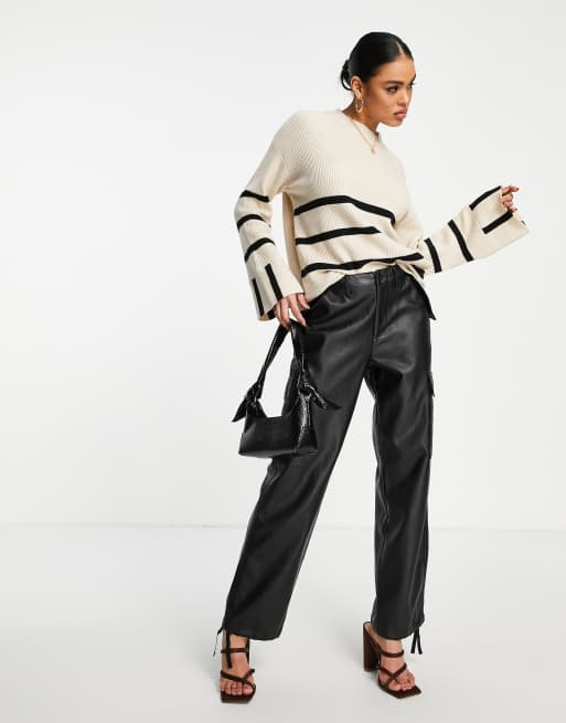 4th & Reckless – Pullover in Creme und Schwarz gestreift mit weiten Ärmeln