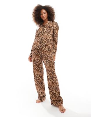 Thumbnail - 4th & Reckless - Pyjama-Hose aus Satin mit Leopardenmuster, Kombiteil-Bunt